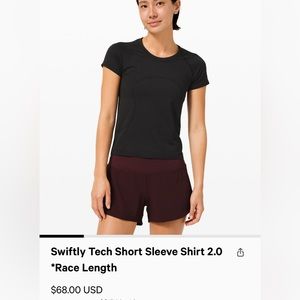 Lululemon Swiftly Tech Short Sleeve Race Length
